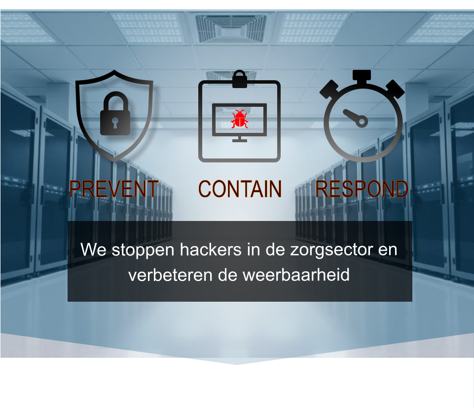 We stoppen hackers in de zorgsector en verbeteren de weerbaarheid  PREVENT CONTAIN RESPOND